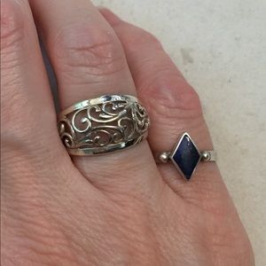 Beautiful vintage 925 sterling silver rings-scrolls & lapis!